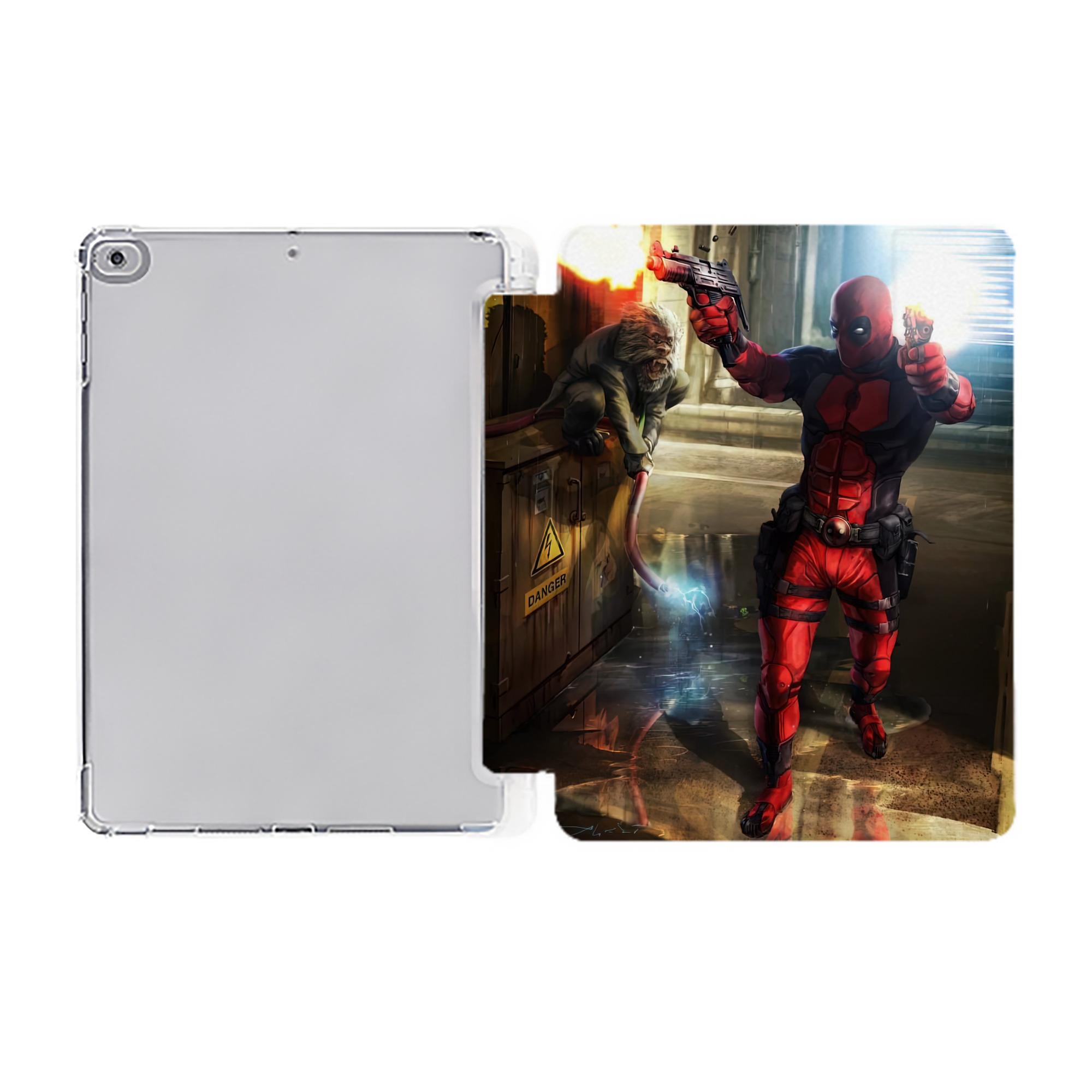 （画像用） Deadpool デッドプール IPad ケース ペン収納付き 三つ折りスタンド PUレザー×シリコン 対応機種9.5/10.5/10.9インチ
